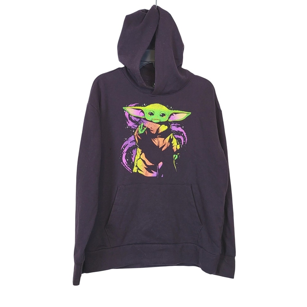 Star Wars Boy Dark Purple Mandalorian Grogu Baby Yoda Graphic Pullover Hoodie XL